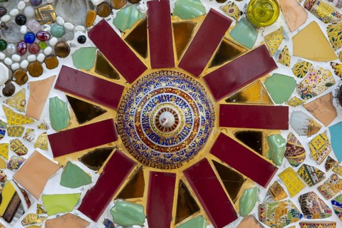 Main chedi (Phra That) decorated with over 5 million colourful mosaic stones and ceramic pieces,
