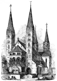 Bamberg Cathedral, Bavaria, Germany, historical illustration 1880