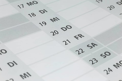 Close-up of a calendar for 2025
