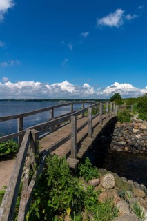 Small Noor in the nature reserve Holnis peninsula, NSG, German, Danish border area, wooden bridge