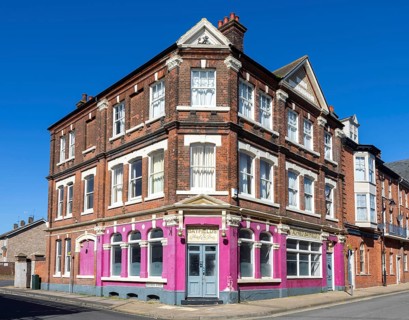 Historic Bayfields hotel and public house building, High Street, Lowestoft, Suffolk, England, UK