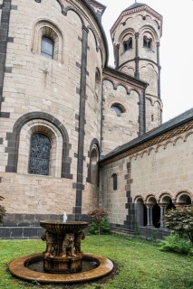 Romanesque monastery church, Benedictine Abbey Maria Laach, Eifel, Rhineland-Palatinate, Germany