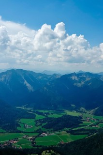 View from the Wendelstein into the surroundings, August, Bavaria, Germany