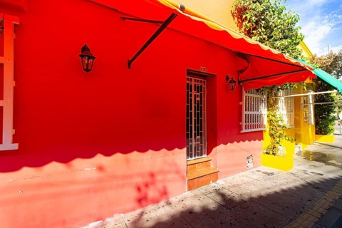 Scenic colorful streets of Cartagena in historic Getsemani district near Walled City, Ciudad