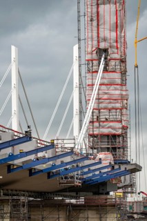 New construction of the second Neuenkamp motorway bridge of the A40, across the Rhine near