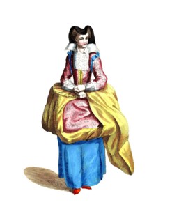 Historical clothing, fashion over time, clothing of a merchant's woman, merchant's woman from
