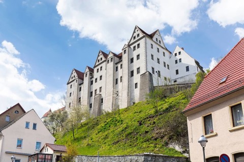 Nossen Castle stands high above, Saxony, Germany
