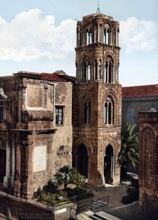 Chiesa D. Martorana Campanile, Palermo, Sicily, Italy, 1890, Historic, digitally restored