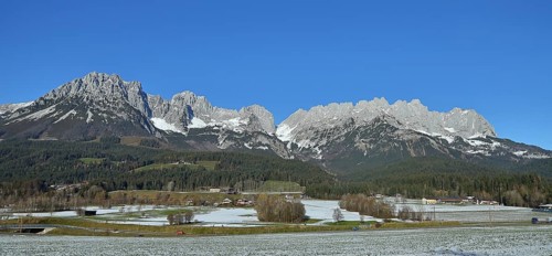 Panorama, View of the Wilder Kaiser, Wilder Kaiser, Ellmau, Tyrol, Austria