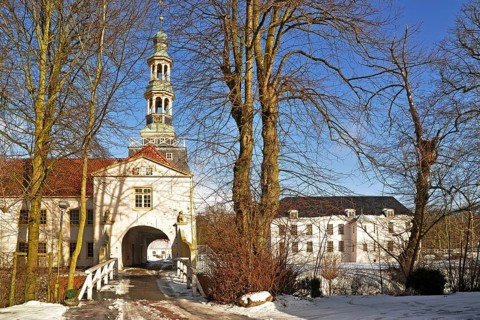Dornum, East Frisia, Lower Saxony, Federal Republic of Germany Winter moated castle