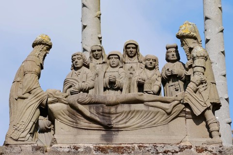 Calvary near Saint-Germain Church, Enclosed Parish, Pleyben, Finistere Department, Brittany, France