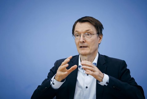 Karl Lauterbach (SPD), Federal Minister of Health, recorded during a press conference on the