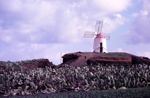 Traditional windmill in Guatiza, Lanzarote, Canary Islands, Spain, 1979