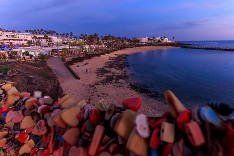 Lanzarote, Canary Islands, Spain, Europe, Playa Blanca, Love Castles, A stretch of coast with love