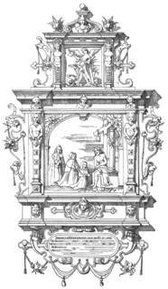 Historical architectural illustration from the 19th Century, 1881, German Renaissance style, 17th