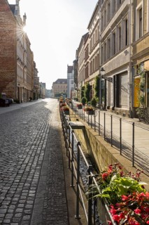 Coswiger Strasse mit Röhrwasser, Luther city Wittenberg, Saxony-Anhalt, Germany