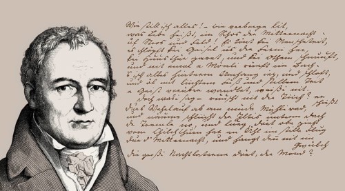 Historical manuscript with a portrait of Johann Peter Hebel, 1760 - 1826, German poet, Protestant