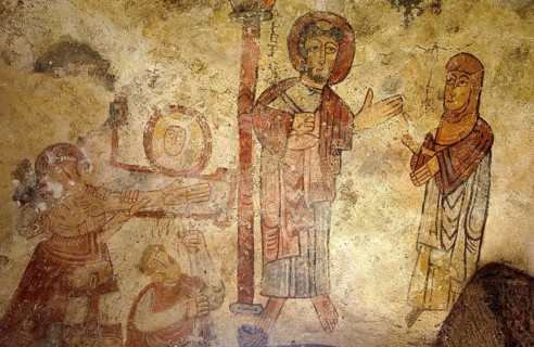 Chapel decorated with 11th century murals painting .Saint Pierre Colamine Jonas caves (Grottes de