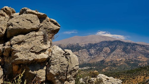 Psiloritis, Ida massif, highest mountain in Crete, rock formation overlooking a mountain range