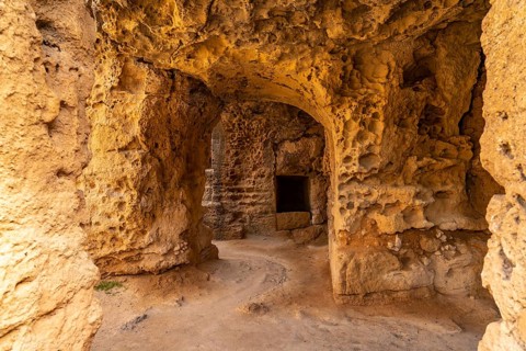 Underground tombs of the ancient necropolis Royal Tombs of Nea Paphos, Paphos, Cyprus