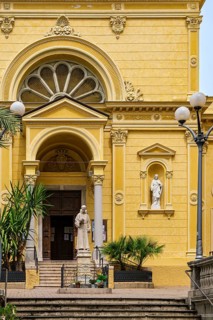 Main portal and south side of the Capuchin church, Chiesa Frati Cappuccini, in the historic city