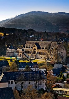 Overview with the Imperial Palace of Goslar at Rammelsberg, UNESCO World Heritage Site, Harz