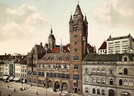 Das Rathaus von Basel, Schweiz, digital restaurierte Reproduktion eines Originals aus dem 19.