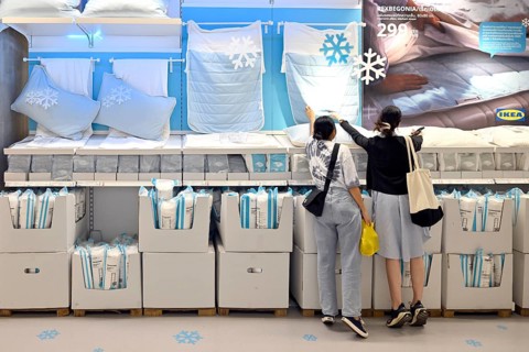 Ikea exhibition space bedding