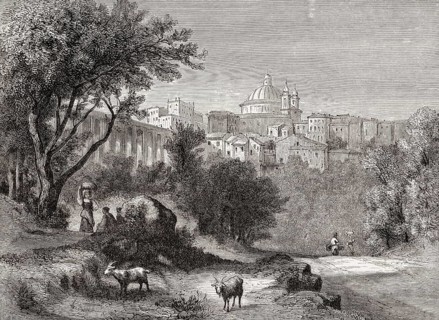 Old view of Ariccia, Metropolitan City of Rome, Lazio, Italy, 19th Century