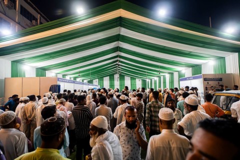 Hajj pilgrims arrives at Hajj Musafir Khana to collect Visa before leaving to the airport, in