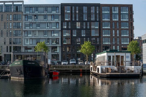 Sluseholmen neighbourhood, on an artificial island, houseboat, former industrial area, now a new