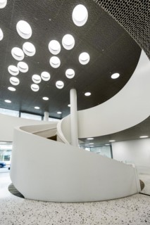 Spiral staircase, Roche Towers, Architects Herzog and de Meuron, Basel, Canton of Basel-Stadt,