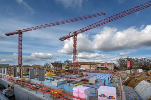 Large construction site in the new Hubland residential area, built on the site of the former