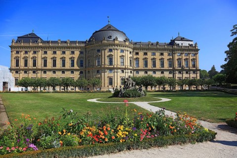 The Würzburg Residence and Court Garden, park side, UNESCO World Heritage Site, Würzburg, Lower