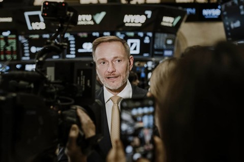 Christian Lindner (FDP), Federal Minister of Finance, photographed during an interview with NTV on