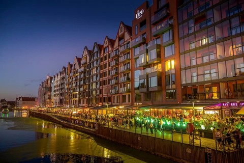 New buildings, real estate, promenade, Chmielna, Gdansk Island, Pomeranian Voivodeship, Poland