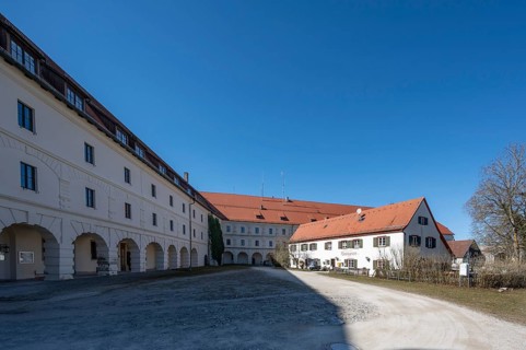 Inner courtyard with the inn Burgwirt of the Hohenzollern fortress Wülzburg, a historic Renaissance