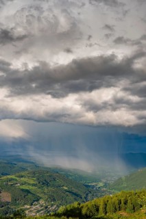 Rain shower over Gol, Hallingdal, Buskerud, Norway