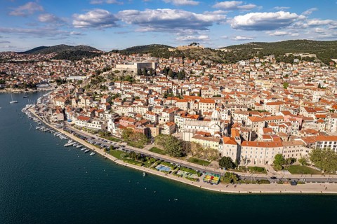 City view of Sibenik seen from the air, Croatia