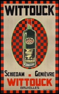 Advertising poster, beverage advertisement, advertising poster for Wittouck Schiedam Genièvre from