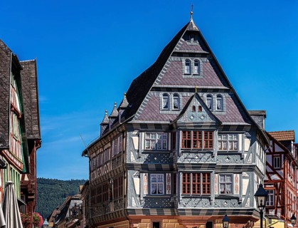 Half-timbered buildings in the old town centre of Miltenberg, Bavaria, Germany Miltenberg