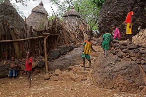 Africa, Ethiopia, Konzo village, village, people, children, huts