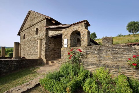 Roman archaeological villa Rustica, Roman period, stone house, Roman wine route, Mehring, Middle