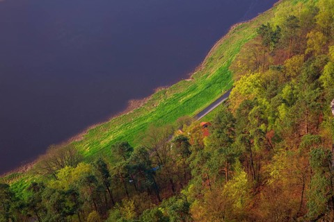 Elbe riverbank from above. Saxon Switzerland National Park, Saxony, Germany