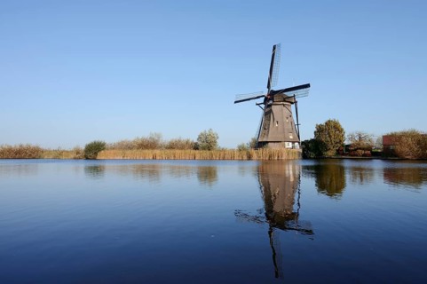 Historic windmill, UNESCO World Heritage Site, Kinderdijk, South Holland, Netherlands