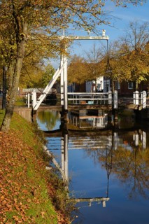 Bridge over the main canal, Papenburg, Emsland, Lower Saxony, Germany