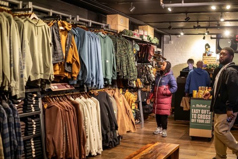 Detroit, Michigan - People shop at a Carhartt store on Noel Night. The annual Noel Night at the