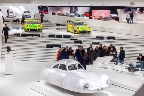 Porsche Museum Stuttgart. The Porsche Type 64, built in 1939, is the forefather of Porsche sports
