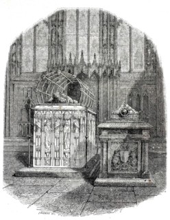 A 19th-century illustration showing the interior of Beauchamp Chapel in Warwick, Great Britain. The