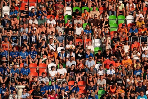 LUBIN, POLAND - AUGUST 17, 2024: Football match Polish PKO Ekstraklasa between KGHM Zaglebie Lubin